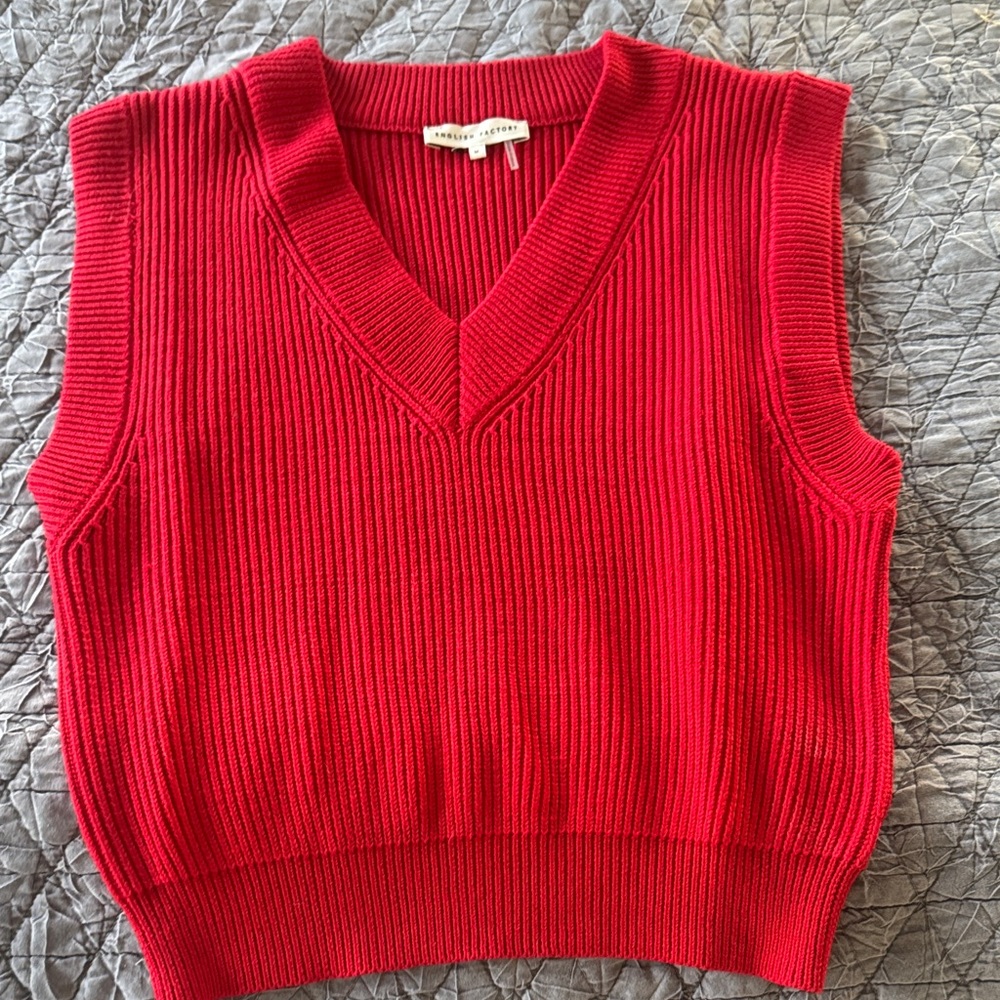 English Factory Red V-Neck Sweater Vest